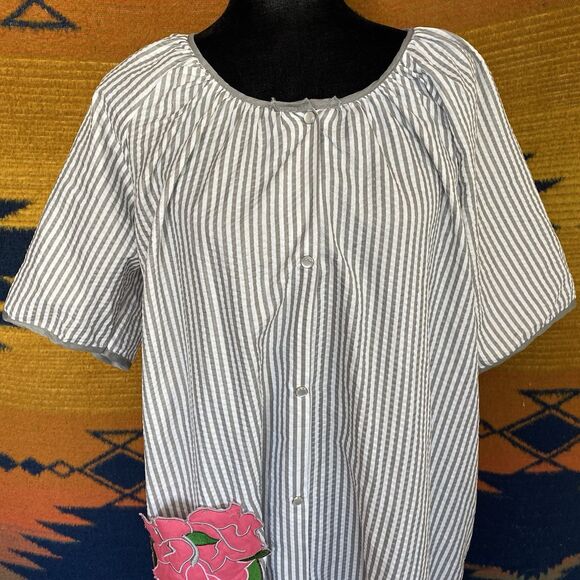 Betsey TW By Betsey Johnson Pearl Snap Loungewear Dress. Pocket. Size XL. Boho. - Picture 2 of 14